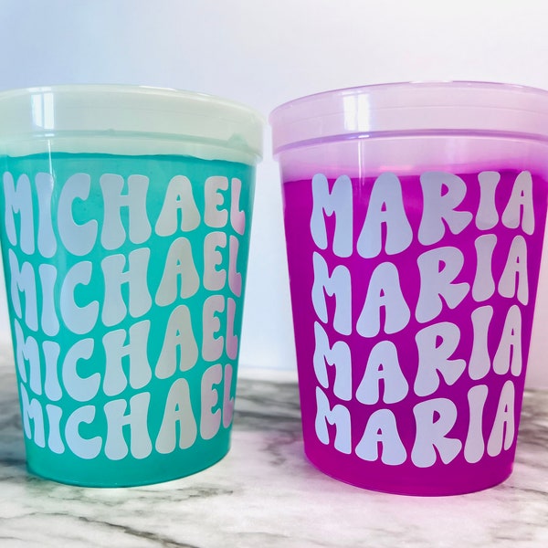 Color Changing Stadium Cup Personalized, Custom Bachelorette Party Cup Favors, Wedding Cup Gifts, Birthday Party Favor, Girls Weekend Cups