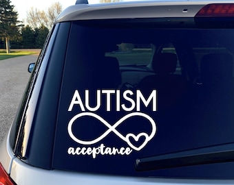 Autism Acceptance Decal, Autism Car Decal, Autism Infinity Symbol Decal, Autism Sticker for Car, Autism Heart Decal, Autism Awareness Month