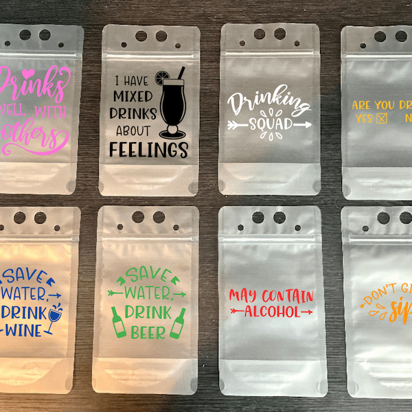 Adult Drink Pouches with Straw, Adult Beverage Pouch, Bridesmaid Booze Bags, Juice Pouches, Reusable Drink Pouch, Bachelorette Party Favors