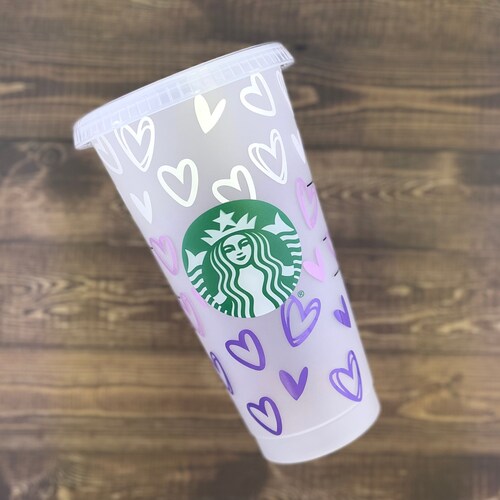 Tasse Starbucks coeurs ombrés, tasse de la Saint-Valentin, tasse Starbucks de la Saint-Valentin, tasse Starbucks coeurs, tasse froide Starbucks personnalisée, cadeau pour elle