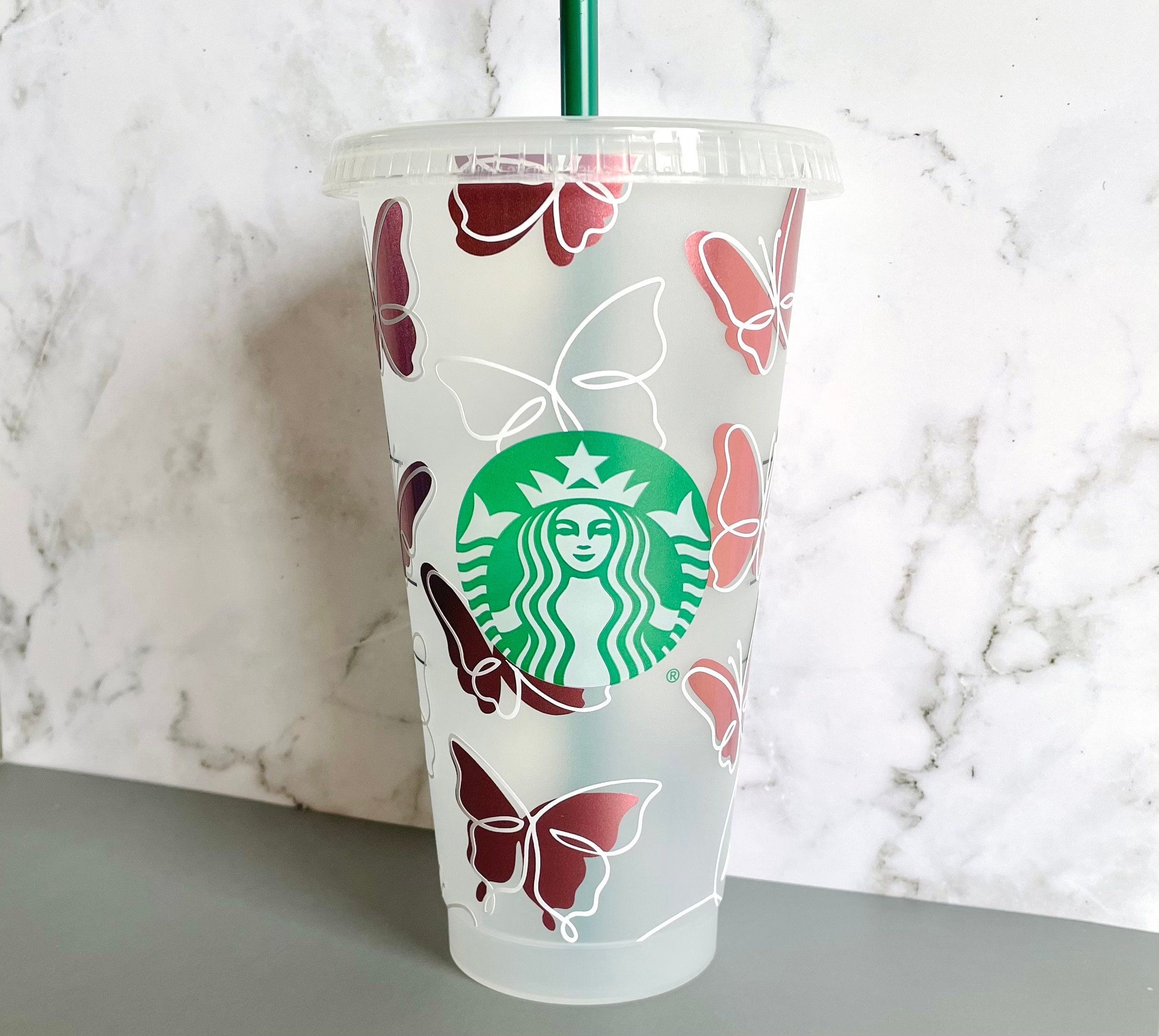 Rose Gold LV Inspired Starbucks Cup  Starbucks cup gift, Starbucks cup  art, Personalized starbucks cup