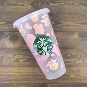 Strawberry Cow Starbucks Cup, Cow Print, Cute Cow Cup, Cow Personalized Cup, Personalized Reusable Starbucks Cold Cup, Gift for Cow Lovers