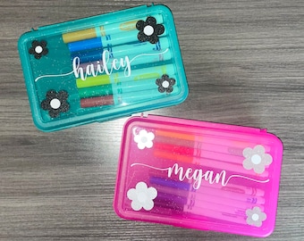 Personalized Kids Pencil Box, Kids Pencil Case, Custom Pencil Box for School, School Supplies for Children, Glitter Pencil Box Personalized