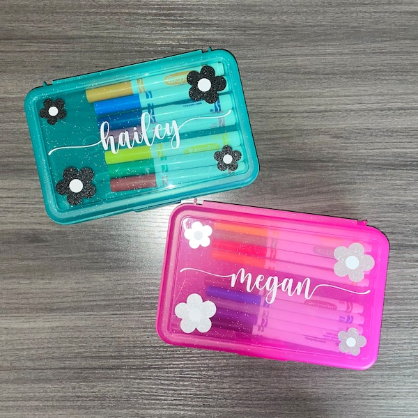 Personalized Kids Pencil Box, Kids Pencil Case, Custom Pencil Box for School, School Supplies for Children, Glitter Pencil Box Personalized