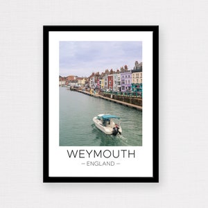 Dorset Travel Print | Weymouth Print, England Wall Art, Dorset Print, Weymouth Poster, English Town Poster, Wanderlust Gift, Travel Gift