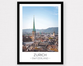 Zurich Print | Zurich Travel Poster, Zurich Wall Art, Switzerland Travel Gift, Décor, Wanderlust Gift, Beautiful Zurich Architecture