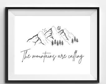 Travel Quote Print | Mountain Print, Inspirational Quote, Travel Poster, Travel Gift, Wall Décor, Wanderlust Gift