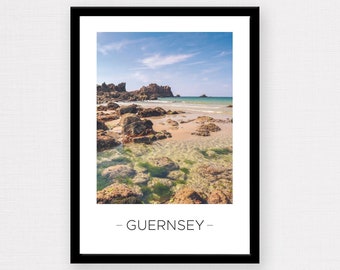 Guernsey Print | Guernsey Poster, Guernsey Beach Poster, Channel Islands Print, Travel Gift, Wall Décor, UK Gift, Beach Print