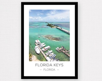 Florida Keys Print | Florida Keys Wall Art, Florida Keys Poster, Florida Keys Aerial View, Florida Vacation, Florida Print, Travel Poster