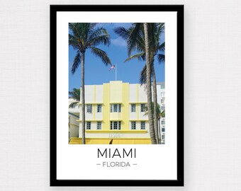 Miami Art Deco Architecture Print | Florida Travel Poster