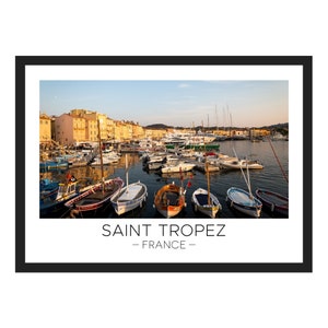 Saint Tropez Print | St Tropez Print, Saint Tropez Poster, Harbour, France Art, Cote D'Azur, Sunset, Travel Poster, Travel Gift, Wall Décor