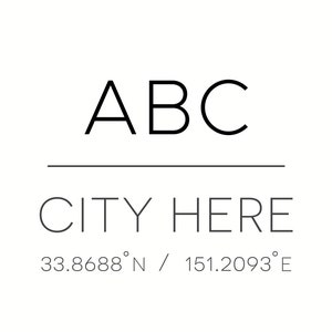 Custom City Print Custom City Poster, Custom City Coordinates, Destination Print, Minimalist Decor, Typography Wall Art, Travel Poster image 2