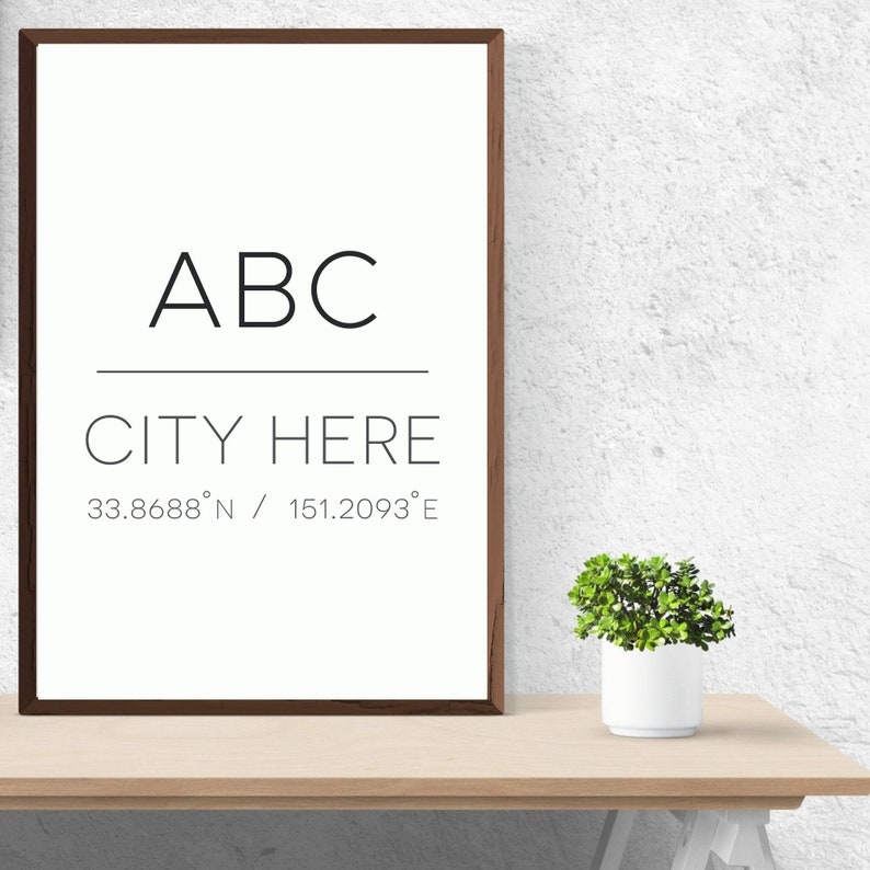 Custom City Print Custom City Poster, Custom City Coordinates, Destination Print, Minimalist Decor, Typography Wall Art, Travel Poster image 3