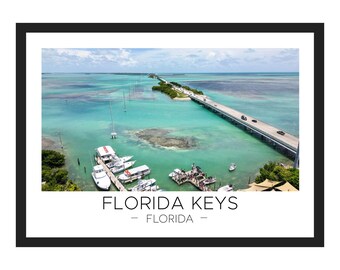 Florida Keys Print | Florida Keys Wall Art, Florida Keys Poster, Florida Keys Aerial View, Florida Vacation, Florida Print, Travel Poster