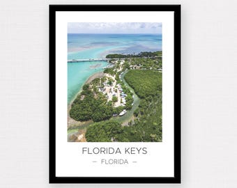 Florida Keys Print | Florida Keys Wall Art, Florida Keys Poster, Florida Keys Aerial View, Florida Vacation, Florida Print, Travel Poster