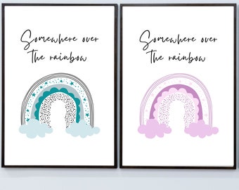 Rainbow Print | Rainbow Quote Print, Somewhere Over The Rainbow, Inspirational Quote,  Rainbow Poster, Cute Print, Gift, Wall Décor, Nursery