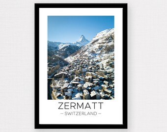 Zermatt Print | Zermatt Travel, Zermatt Wall Art, Zermatt Poster, Switzerland Print, Travel Poster, Travel Gift, Wall Décor, Wanderlust Gift