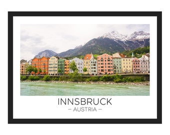 **Innsbruck Poster | Innnbruck Poster, Österreich Kunst, Österreich Druck, Tirol, Sonnenuntergang, Reiseplakat, Reisegeschenk, Buntdruck, Berg