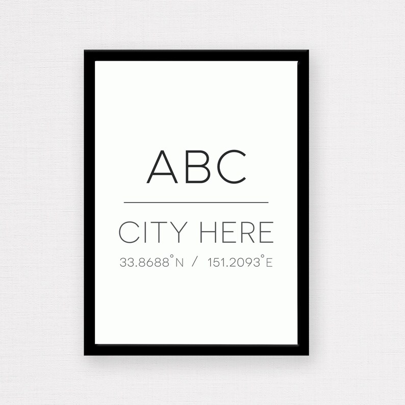 Custom City Print Custom City Poster, Custom City Coordinates, Destination Print, Minimalist Decor, Typography Wall Art, Travel Poster image 1