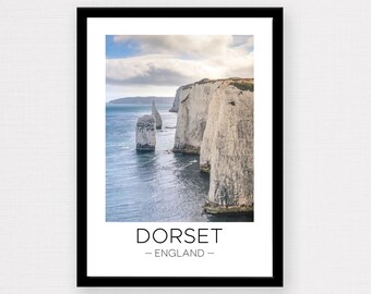 Dorset Print | Dorset Travel Wall Art, Old Harry Rocks Print, Travel Poster, England Print, Wall Décor, Wanderlust Gift, England Travel Gift