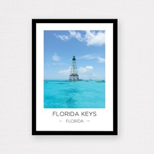 Florida Keys Print | Florida Keys Wall Art, Florida Keys Poster, Alligator Reef Lighthouse, Beach, Florida Print, Travel Poster, Travel Gift