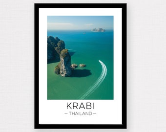 Krabi Thailand Print | Coastal Travel Poster, Wall Art
