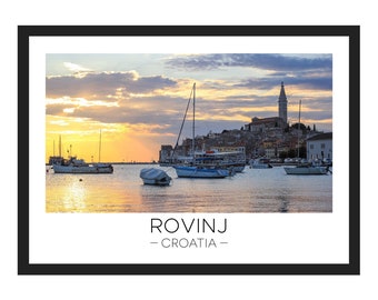 Rovinj Print | Rovinj Poster, Croatia Print, Croatia Poster, Croatia Art, Travel Poster, Travel Gift, Colourful Print, Gift, Sailing, Sunset