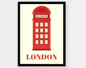 London Phone Box Print | London Telephone Box Poster, London Wall Art, London Print, Fun Decor, Wall Art, Travel Poster, Design