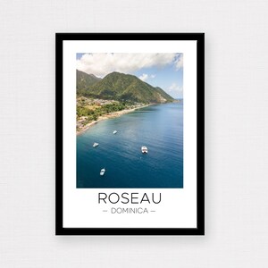 Dominica Druck | Roseau Print, Roseau Wandkunst, Karibik Print, Insel Print, Reise Poster, Reise Geschenk, Wand Dekoration, Fernweh Geschenk