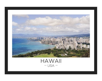 Honolulu Print | Hawaii Travel, Hawaii Art, Hawaii Poster, Hawaii Art, Hawaii Photograph, Oahu, USA, Travel Poster, Travel Gift, Wall Décor