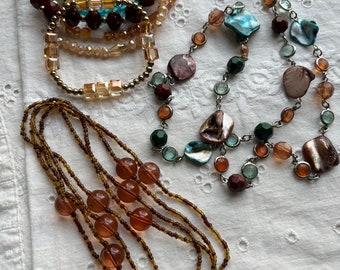 Vintage 1990s lot of Beaded Necklaces and Layer Bracelets