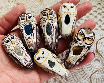 CHOOSE YOUR OWL! Owl Statement Necklace with tumbled crystals and stones!