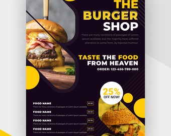 Restaurant Flyer Etsy