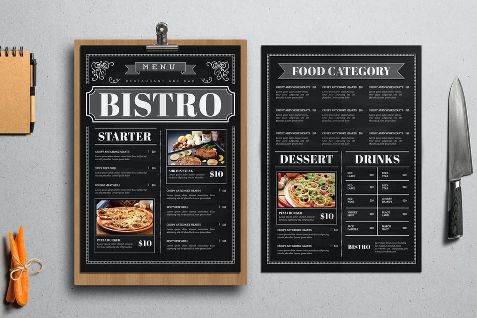 Blackboard Restaurant Menu Black menu Flyer Restaurant Menu Etsy