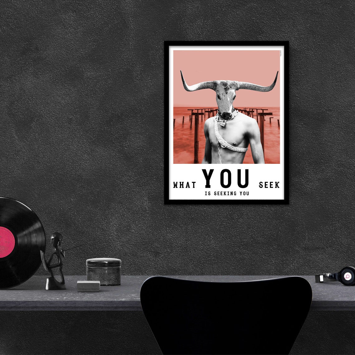 Artwork framed poster Bull art prints Contemporary wall art Etsy