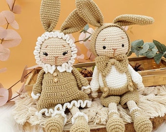 crocheted rabbit handmade cuddly toy great birthday gift + ready to ship