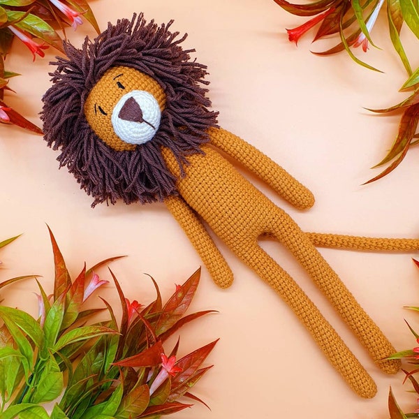 Crochet lion amigurumi cuddly toy handmade gift birth birthday