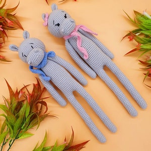 Knuffel Amigurumi gehaakt nijlpaard Baby Newborn Nijlpaard