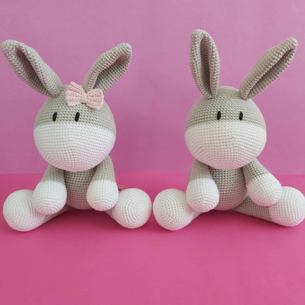 Amigurumi crocheted donkey soft toy