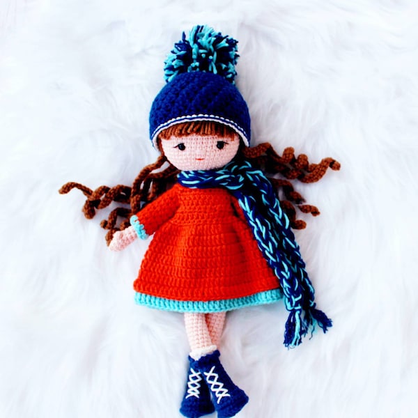 Amigurumi Girl Doll Crocheted Doll Crochet Doll Handmade Gift Kids Gift Birthday Deco Crocheted Birthday Gift