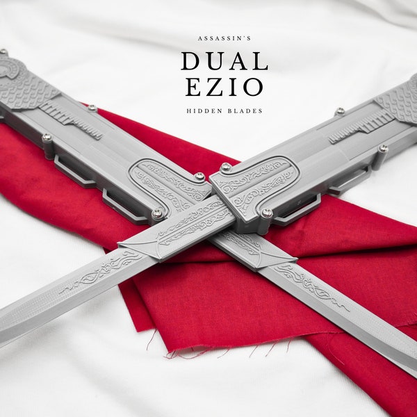 V2 Assassin's Dual Brotherhood Ezio Auditore verborgen messen (grijs paar)