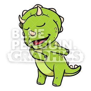 Susse Grune Dino Standing Vector Cartoon Clipart Illustration Etsy