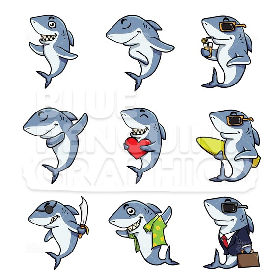 Shark Bundle Set With 9 Cool Shark Poses Vector Cartoon Etsy Shark Bundle Set With 9 Cool Shark Poses Vector Cartoon Etsy