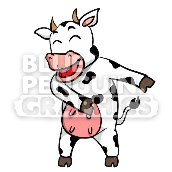 Kuh Floss Tanzend Vektor Cartoon Clipart Illustration Susses Etsy