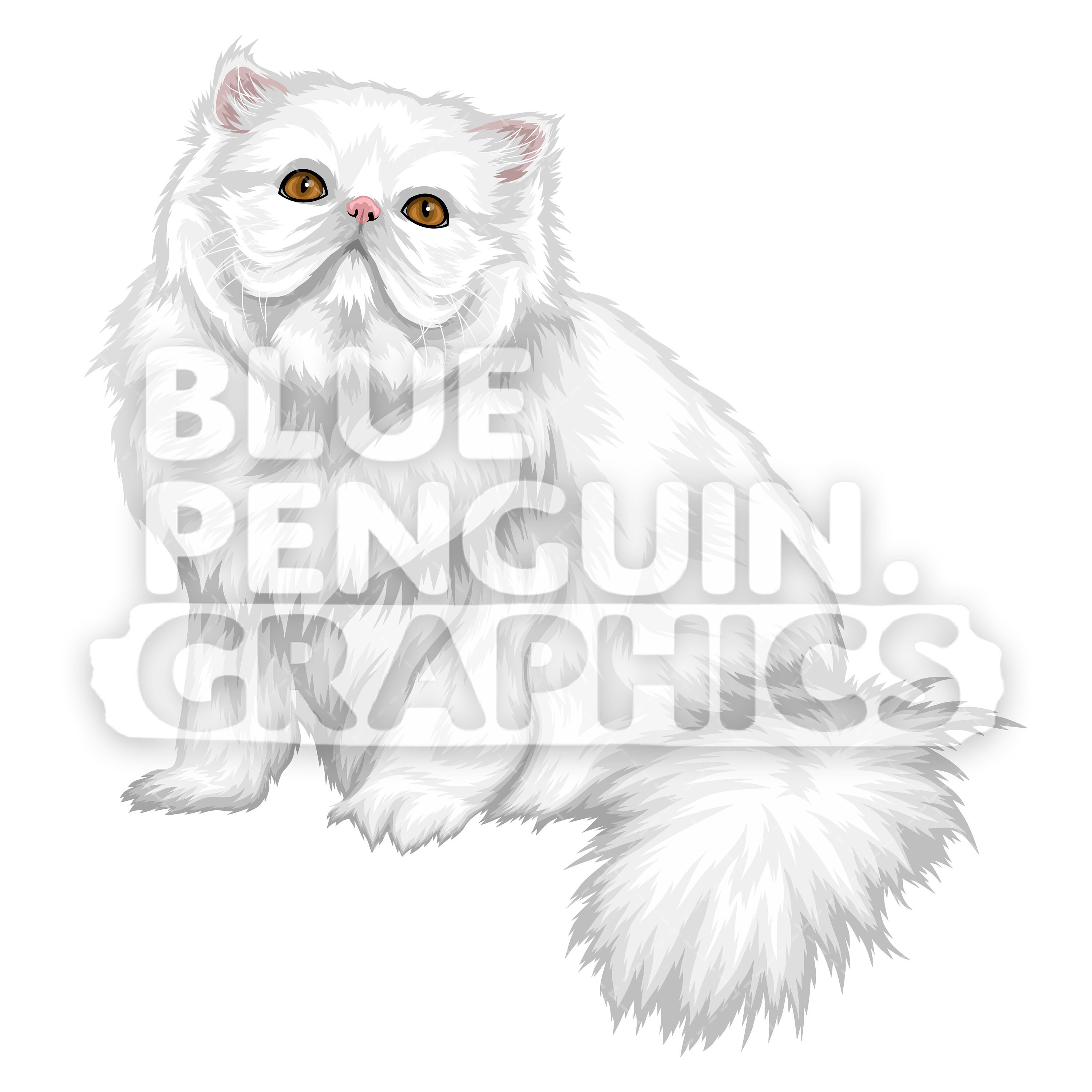 Persian Cat Version 5 Vector Clipart Illustration Cartoon Cat Etsy Ireland