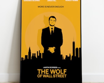 Póster El lobo de Wall Street | Martín Scorsese | Leonardo DiCaprio | cartel de la película | minimalista | Impresión de arte de pared | decoración