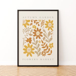 Wandplakat, Vintage-Kunst, Blumenmarkt, Herbstplakat, Dekoration, Druck, Herbstblumenmarkt, Wohnzimmer