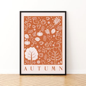 Póster Otoño cartel decoración estampado naranja otoño salón cocina Halloween