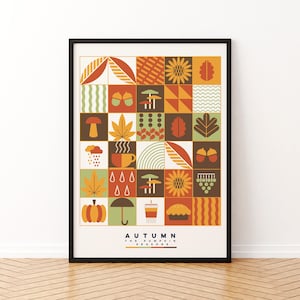 Poster autunnale/bauhaus/minimalista/autunno/parete/decorazione/foglia/arte geometrica