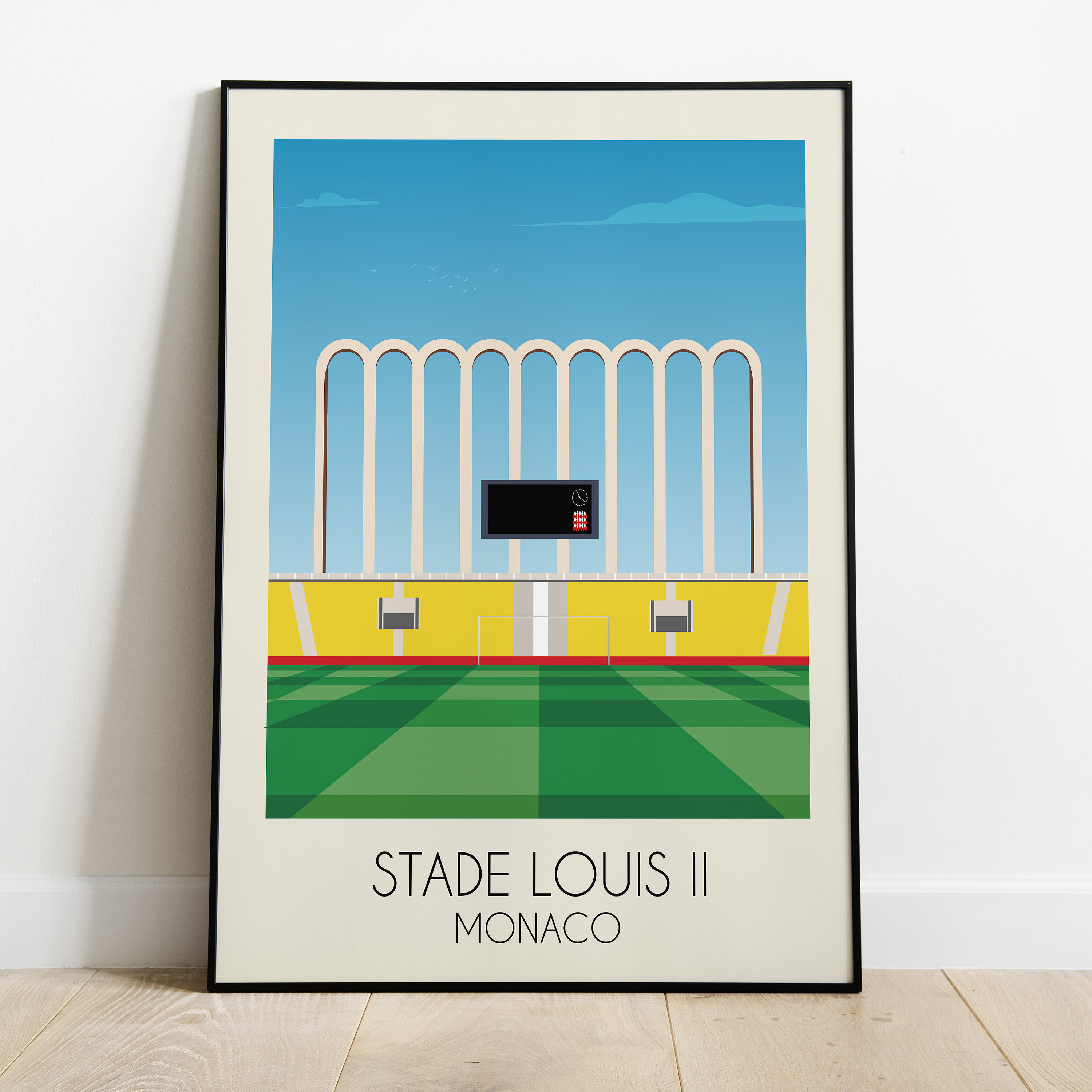 Poster Minimaliste Du Stade Louis 2 de Monaco